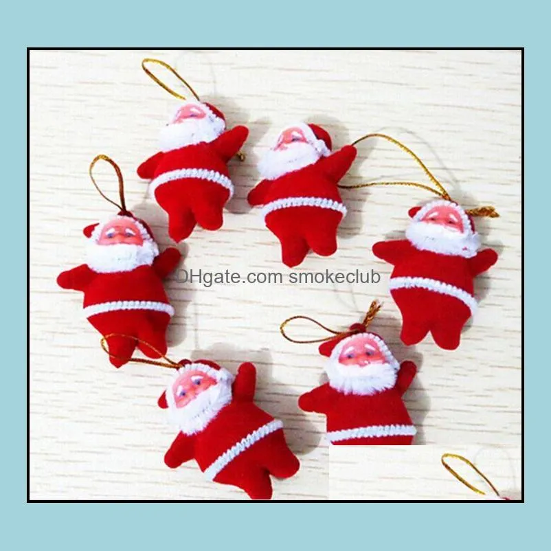 6 Pcs/Lot Christmas Tree Decorations Mini Santa Claus Christmas Ornaments for Tree Hanging Accessories Ornaments for Home