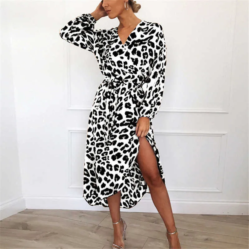 Leopard Print Vintage Long Beach slit dress for Women for Women - Loose Sleeve V-neck A-line Sexy Party (210623) Leopard Print Vintage Long Beach slit dress for Women for Women - Loose Sleeve V-neck A-line Sexy Party (210623)