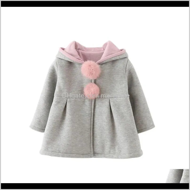 winter spring baby girls long sleeve coat jacket rabbit ear hoodie casual outerwear