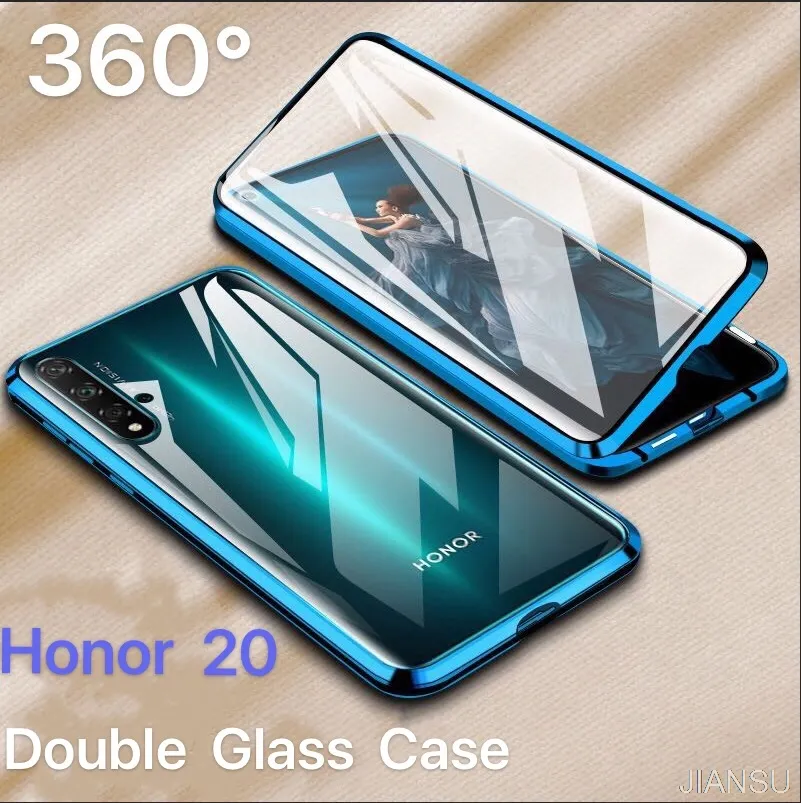 Magnetyczny metalowy obudowa szklana skrzynka na telefon dla Huawei Honor Mate 30 20 10 Lite P30 P20 Pro 8x 9x Y9 Prime P Smart z 2019 okładka
