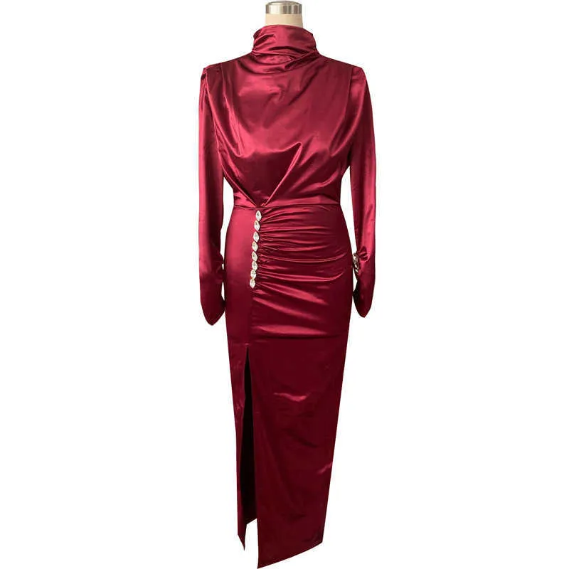 High Slit Evening Dress: Womens Long Sleeve Ruched... From Cong04, $19.47  In Bulk | DHgate.Com