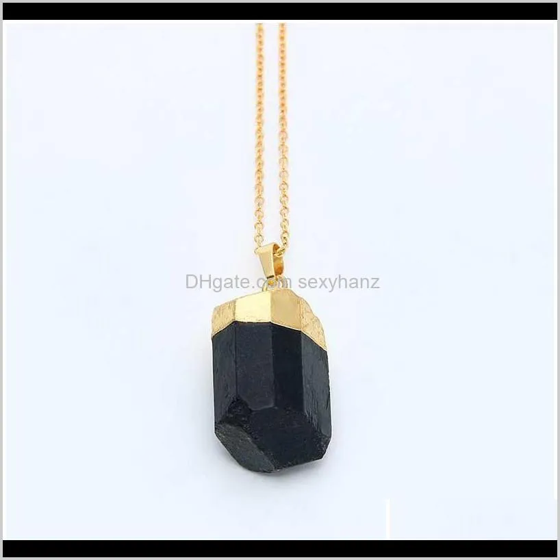 black tourmaline pendant irregular raw healing crystal necklace black stone pendant druzy jewelry natural chakra stone qylsfh