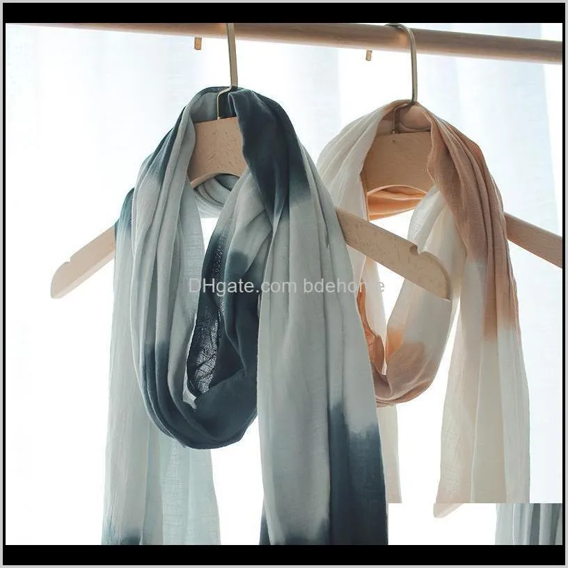 new spring summer autumn cotton striped unisex warm scarf ethnic wind gradient color travel sunscreen simple versatile shawl c451