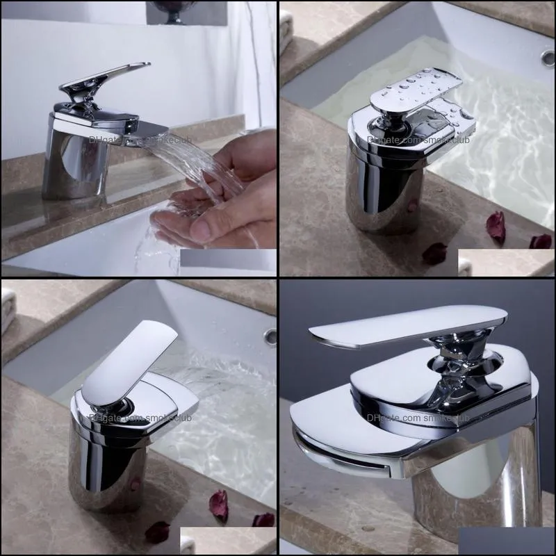 Bathroom Sink Faucets Grifo Robinet Krano Sprinkle Contemporary Waterfall Fixtures Wasserhahn Chrome Finish Torneira