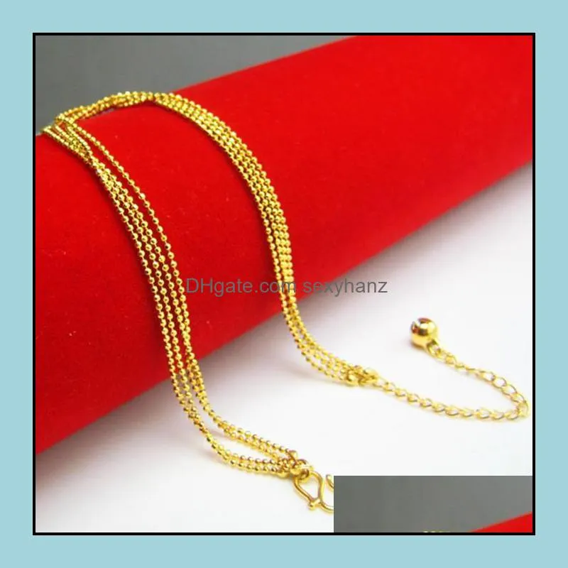 Anklets Simple Woman Yellow Gold Filled 4 Layered Thin Beads Bracelet On The Leg