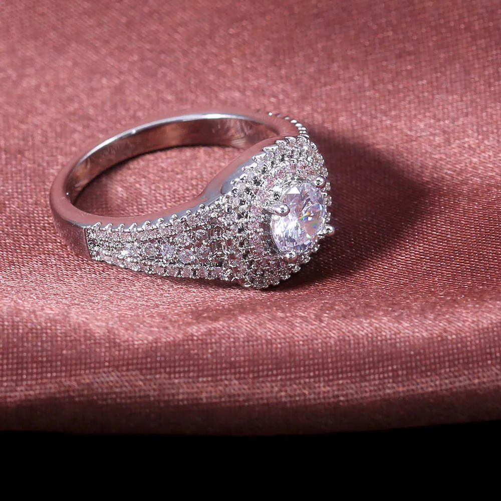 Micro Inlaid Pink Zircon Cardi B Wedding Ring Engagement Rings For