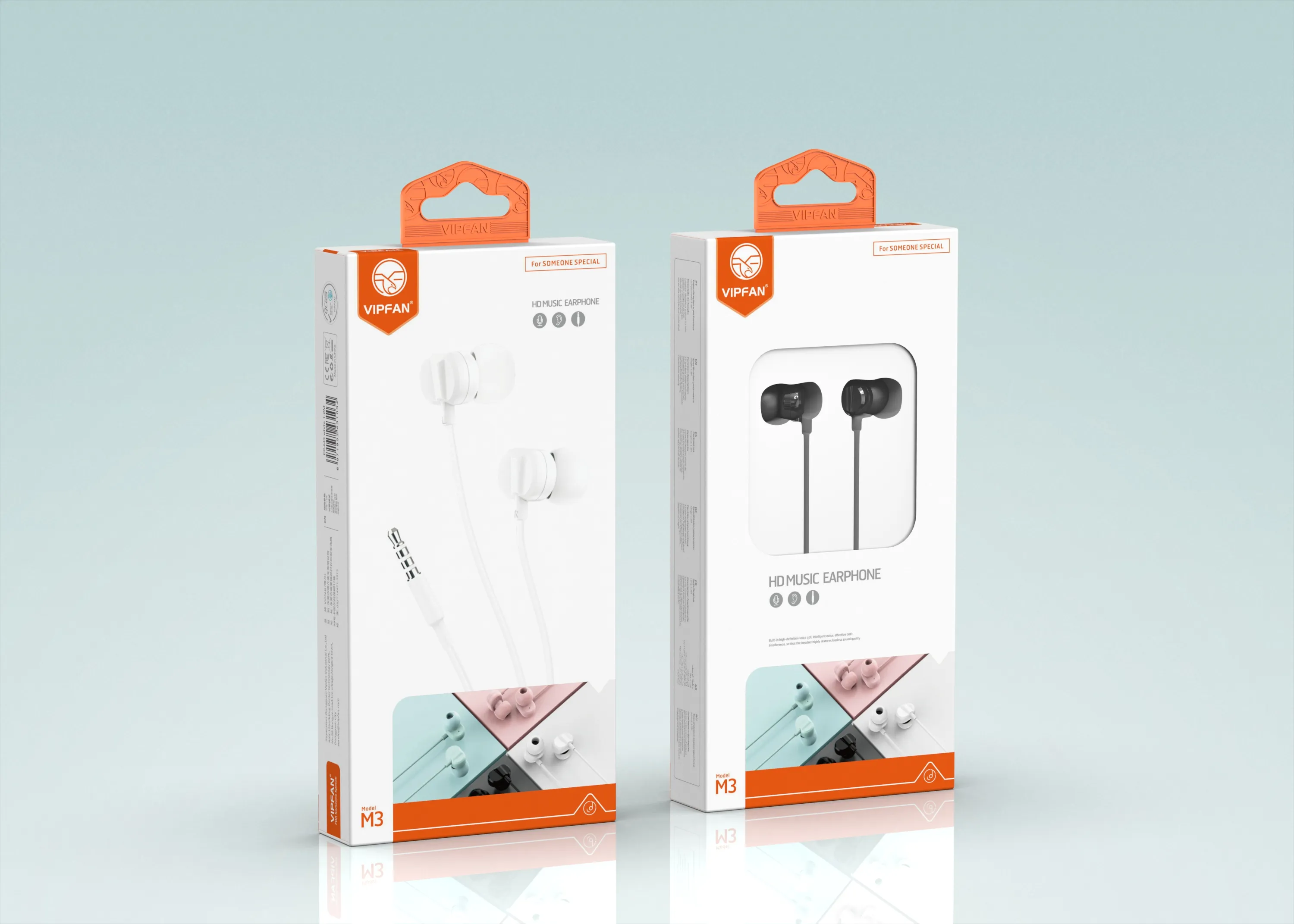 In-Ear Wired Earphones Headset Control 3,5 mm gränssnitt Mic hörlurar för Android smartphone med färglåda EP-M3