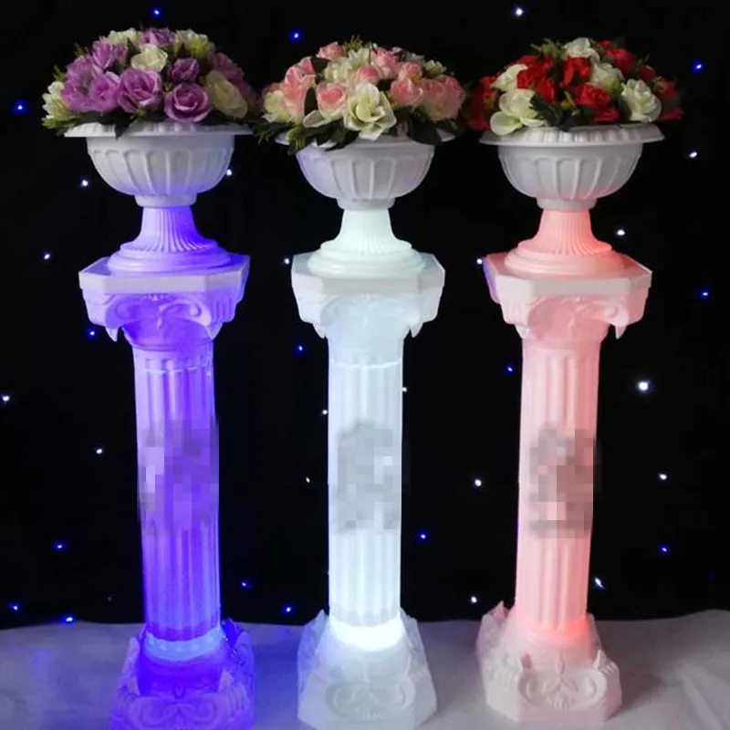 10 Pcs Euro Design White Plastic Roman Column Wedding Decoration Props LED Glow Pillars Party Aisle Shooting Supplies