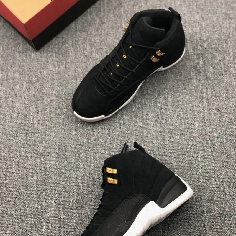 Jumpman 12 Retro Reverse Taxi 130690 017 Black White Taxi Black Big Size Gym Shoes Mens Shoes Men 2020 Tennis Shoes Schoenen