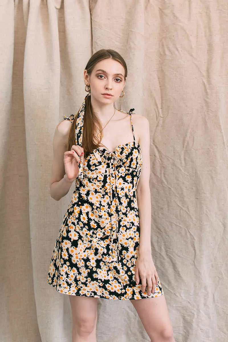 Summer Women Floral Mini Sundress Vintage Flower Print Lace Up Short Dress  from Dhgate Basic & Casual Dresses - price 48.85