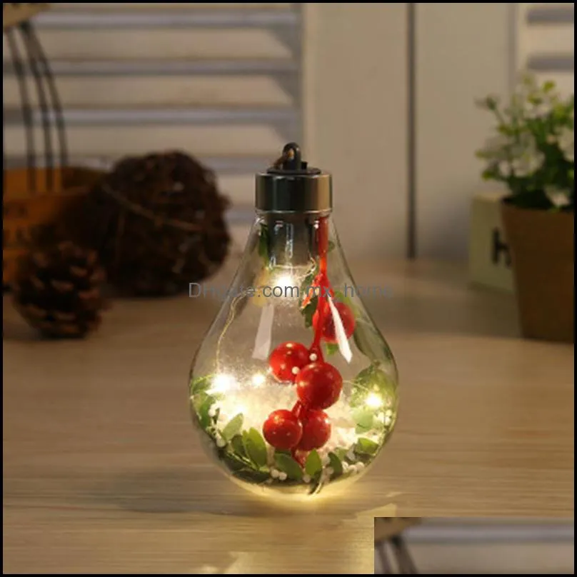 Party Decoration LED Transparent Christmas Ball Creative Simulation Light Bulb Tree Pendant Plastic Bal