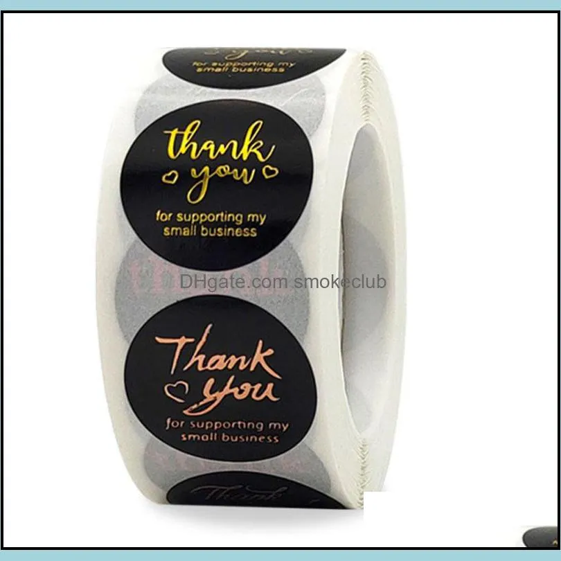 500pcs 1inch Paper Round Label Thank You Stickers For Wedding Gift Card Business Packaging Baking Stationery Decor