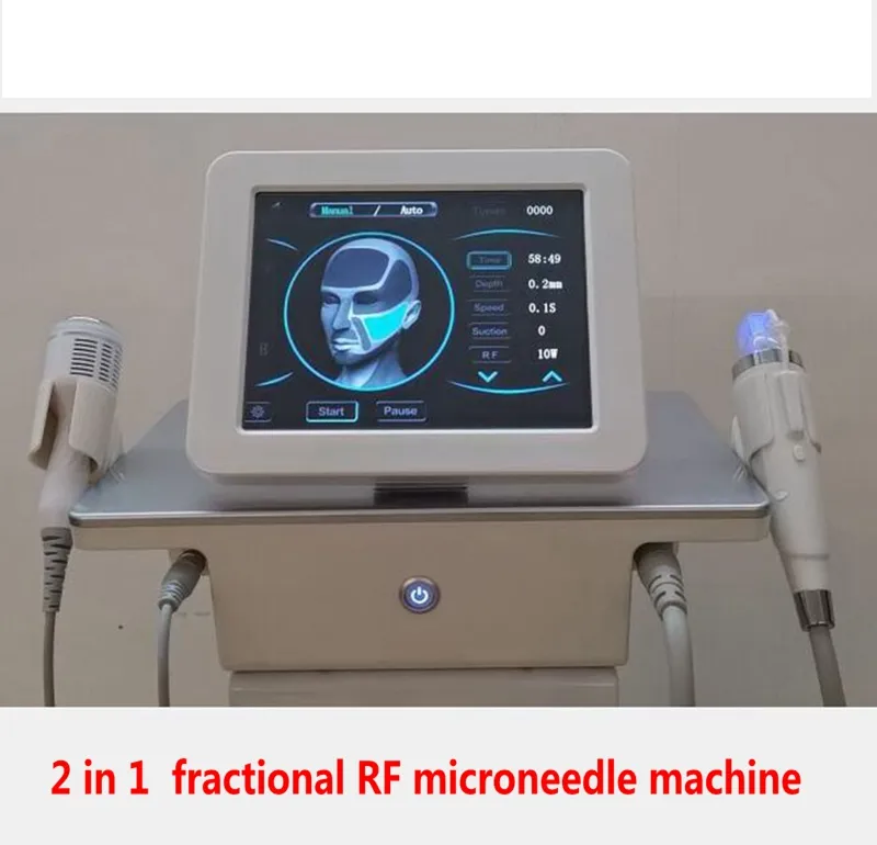 Équipement de beauté multifonctionnel pour le visage Machine à micro-aiguilles RF fractionnelle 2 en 1 avec marteau à froid anti-acné rétrécissement des pores outils de soins de la peau dissolvant de vergetures