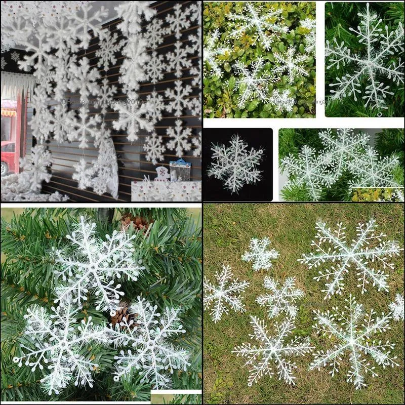 Christmas Decorations Wholesale 30Pcs Snowflake Decoration Plastic Decor Ornaments1