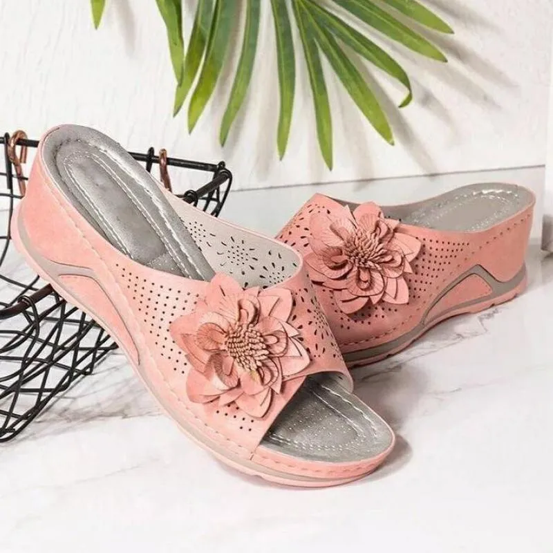 Slippers 2021 Wedges Shoes for Women Sandlas Fashion Flower Platform Female Outdoor Beach Zapatillas de Casa