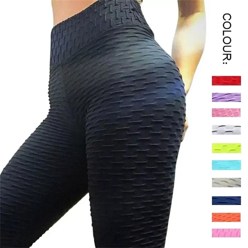 Tryck upp leggings märke sport kvinnor leginer fitness hög midja sweatpants anti cellulite pantalon taille haute plus storlek 211204