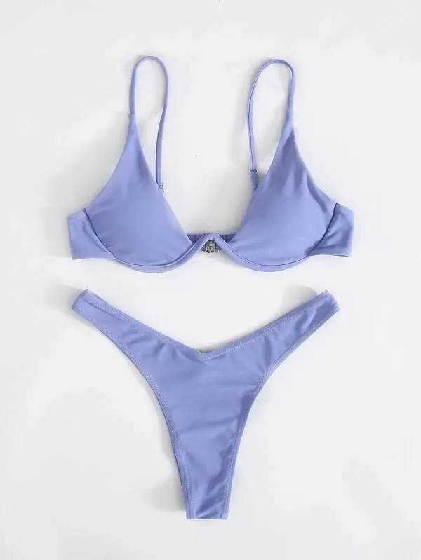 Push-up gewatteerde bikini's sexy split dameszwempak effen kleur montage tanknis hoge elasticiteit designer badmode