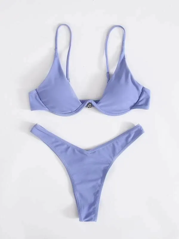 Gepolsterter Push-Up-Bikini, sexy geteilter Damen-Badeanzug, einfarbig, Tankini, hohe Elastizität, Designer-Bademode