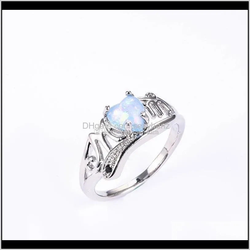 diamond love rings heart opal mom ring fashion women rings mother`s day fashion jewelry will and sandy gift