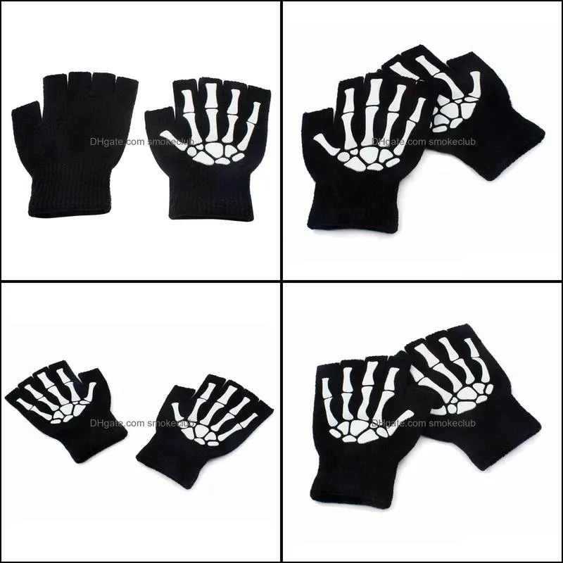 Cycling Gloves 1 Pair Knitting Women Men Half Finger Skeleton Mittens Hand Warmer Claw Unisex
