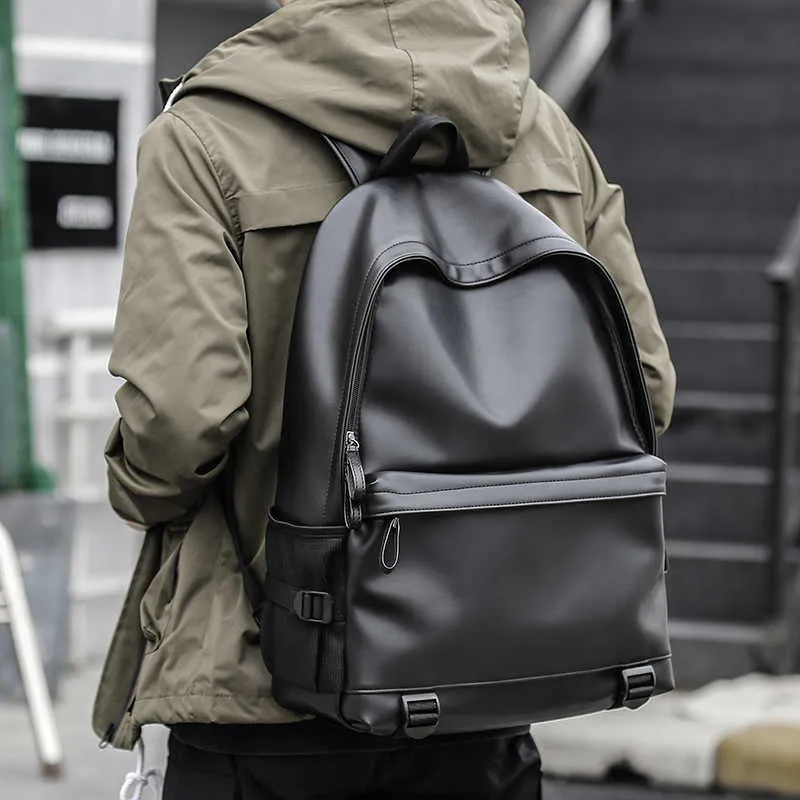 Mochilas De Cuero Para Hombre A La Moda Mochilas Escolares Negras