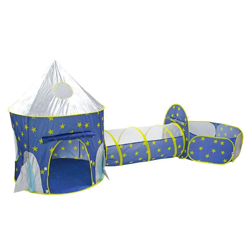 Fällbar 3 i 1 rymdskepp Barntält Baby Wigwam Tipi Dry Pool Ball Box Rocket Ship for Barn Room Tents and Shelters