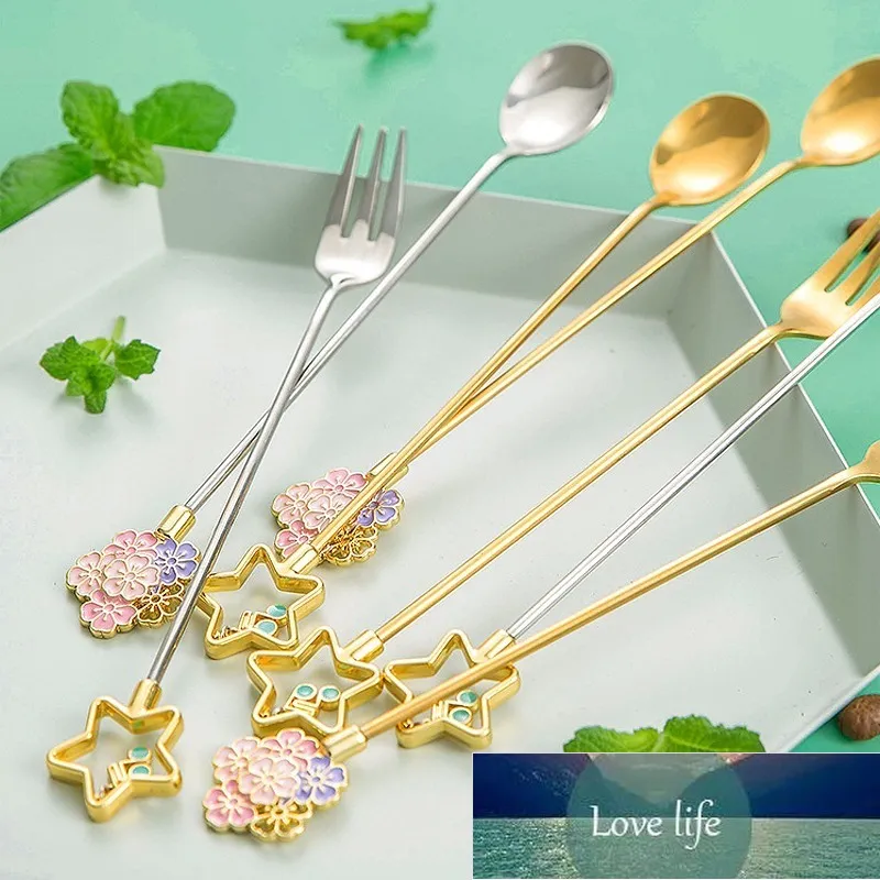 Cherry Blossom Soup Spoon Promotion Fork Stainless Steel Coffee Soup