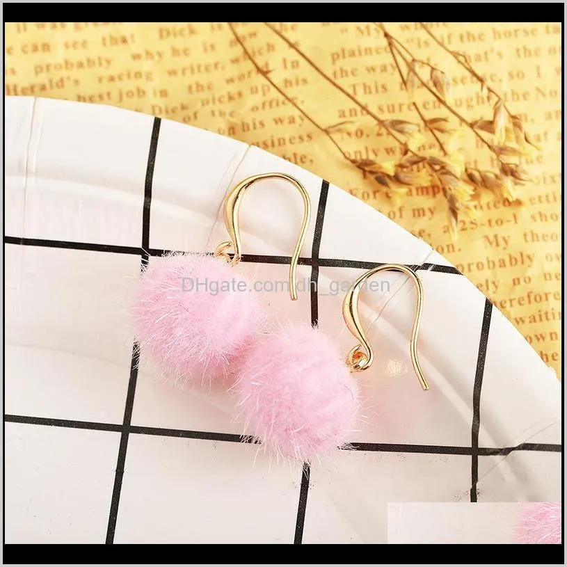 christmas gift red plush ball earrings fish ear hook silver chandelier women fashion jewelry alloy earrings