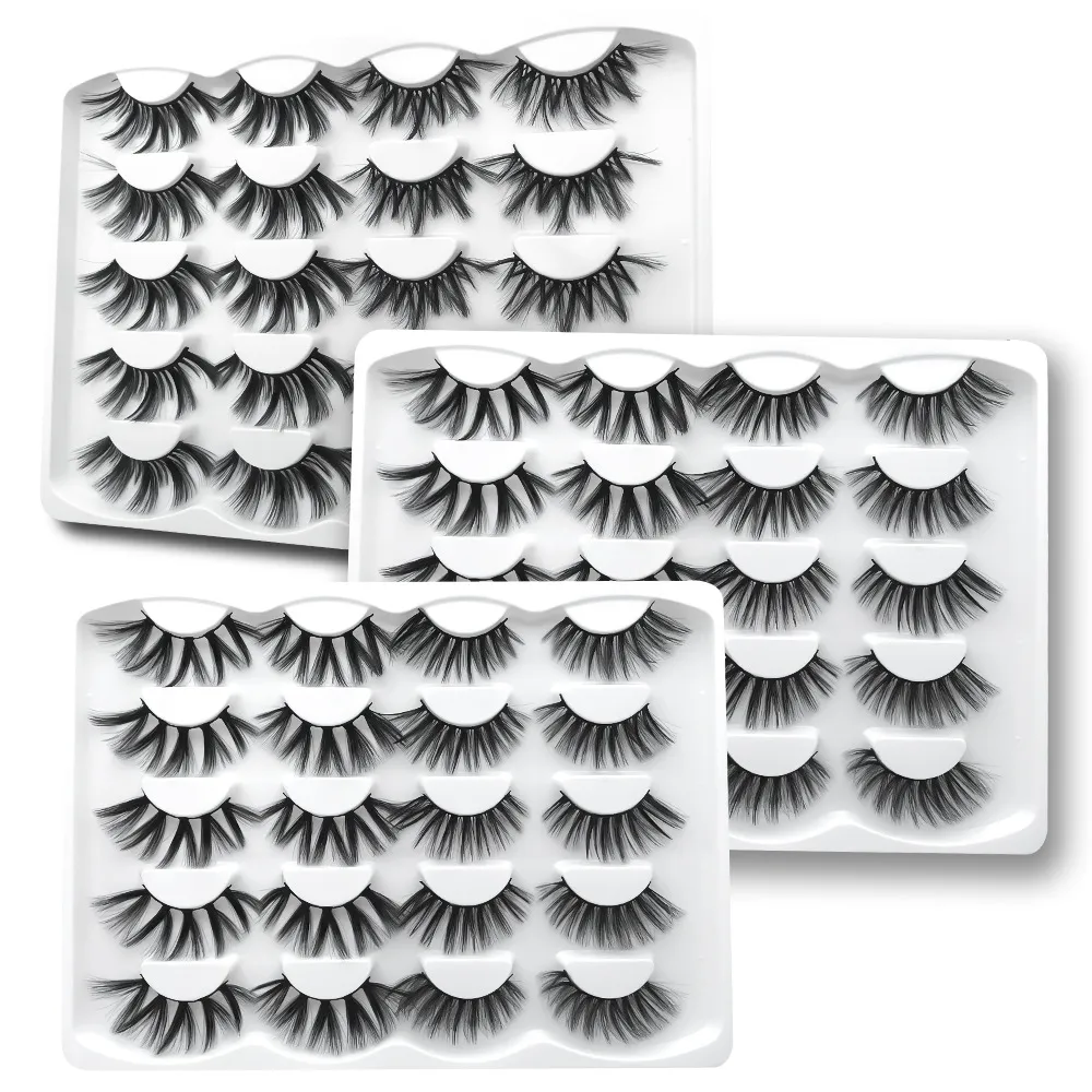 Faux-cils 3D en Faux vison, mélange de Styles, épais et longs, Extension de cils, outils de maquillage, vente en gros, 10 paires