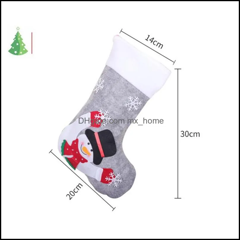 2021 Luminous Christmas Stocking Gift Bag Gray with Lights Christmas Eve Interior Decoration Pendant