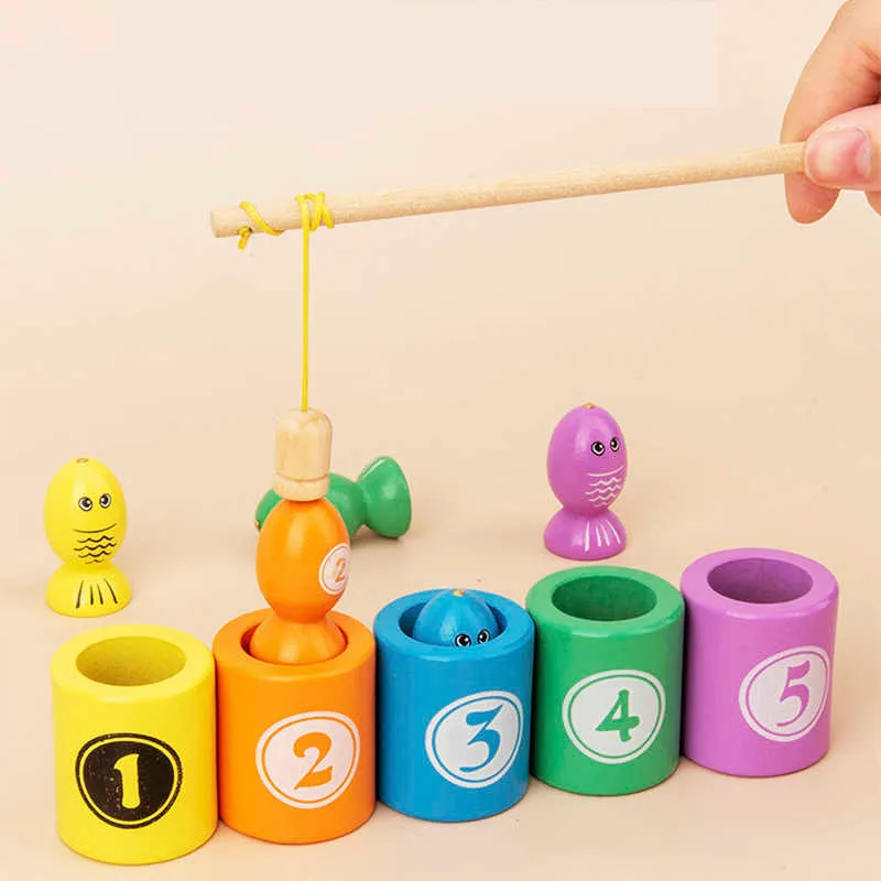Juguetes Montessori para niños pequeños de 2 a 5 años, juego de pesca  magnético, juguete de clasificación de formas de madera, juguetes de  aprendizaje