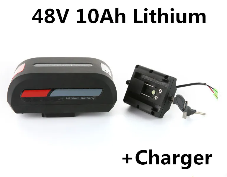 Batterie Portable 48V 10Ah Lithium Li ion pour vélo électrique vélo électrique vélo d'équilibrage VTT moto + chargeur 2A