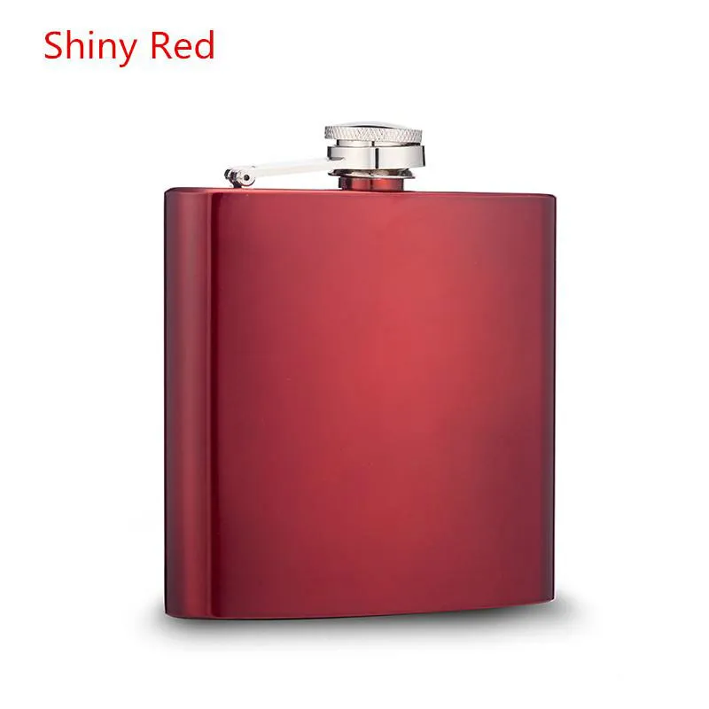 Mixed colored 6oz painted stainless steel hip flasks with screw cap RH0752