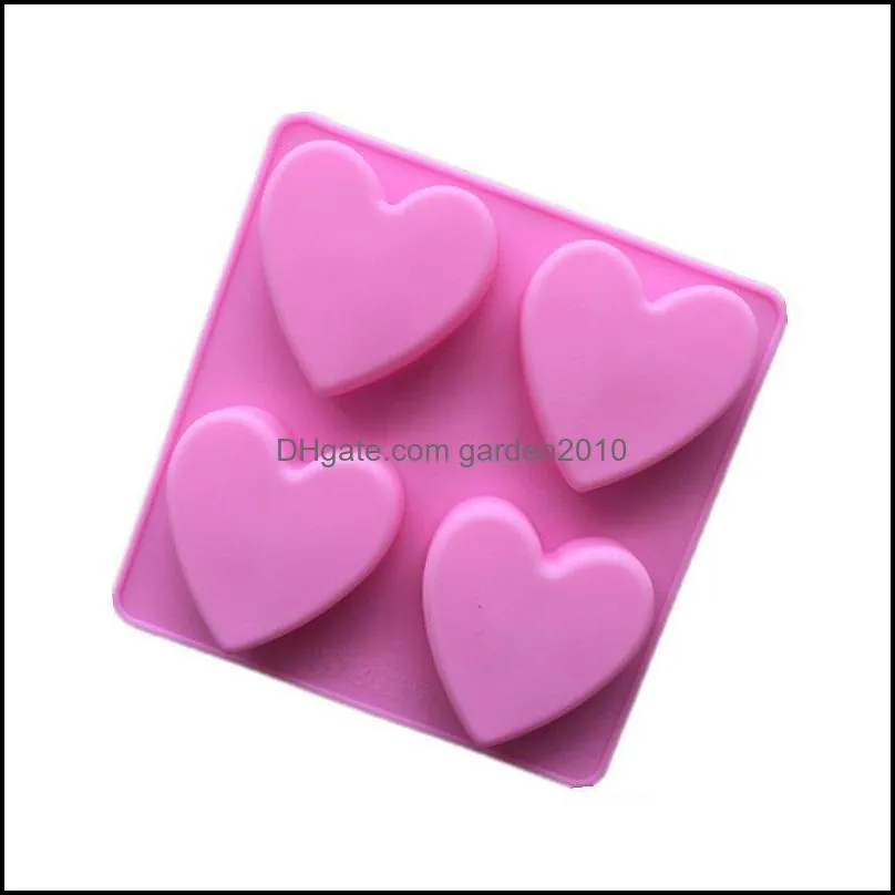 Baking Moulds 4 Cavity Love Heart Bake Mould Silicone Soap Mold Chocolate Candy Gummy Maker Ice Jelly Tray Cake Decorating Tools