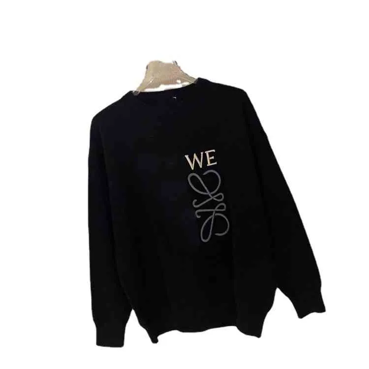 Warehouse clothing Autumn and winter new three-dimensional letter embroidery Terry loose casual round neck long sleeve sweater for men and women Sale online_21F6