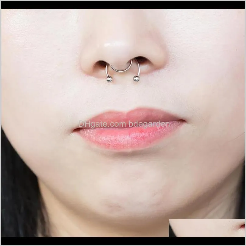 5pcs/lot stainless steel fake nose piercing rings punk hoop septum ring surgical colorful body jewelry