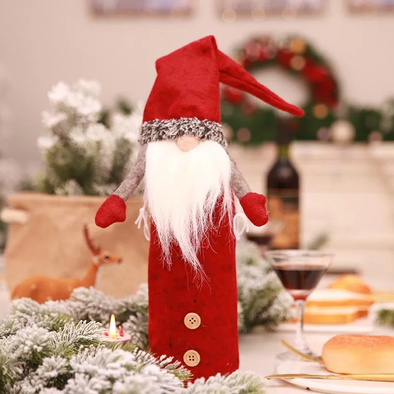 Meleager Copribottiglia Natalizi 6 Pezzi, Cover Per Bottiglie Vino A Forma Di Babbo Natale, Decorazioni Tavola Natalizia, Gnomi Addobbi Per Bottiglie