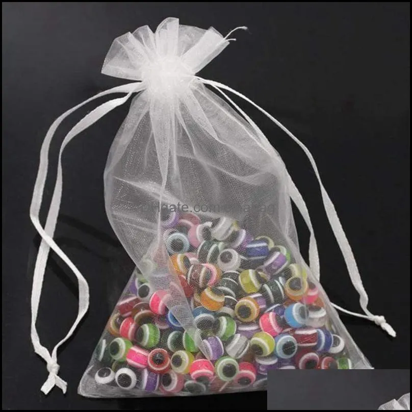 Gift Wrap 120Pcs 4x6 Inches Drawstring Organza Bags Jewelry Favors For Wedding Party Christmas Gifts Candy Bags, White