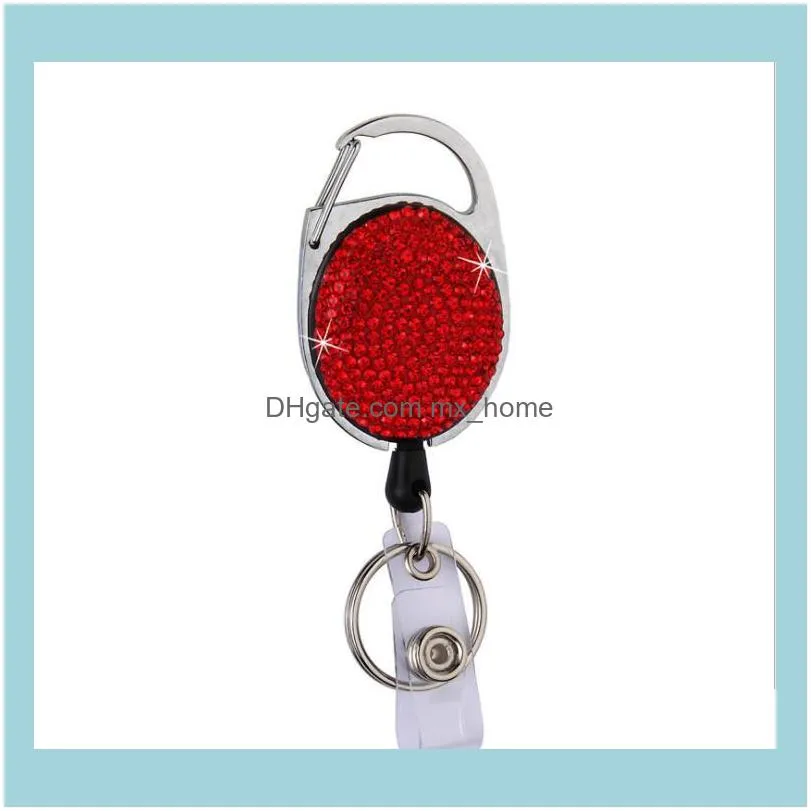 Keychains Retractable Diamond Lanyard ID Card Badge Reel Ski Pass Multipurpose Key Chain Metal Anti-lost Clip SchoolSuppliesains