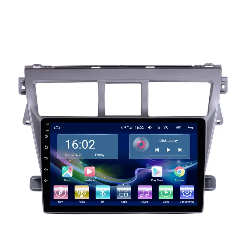 Autoradio Lettore multimediale Video Android 10 2 din per TOYOTA VIOS 2007-2013 con Bluetooth WIFI Navigazione GPS