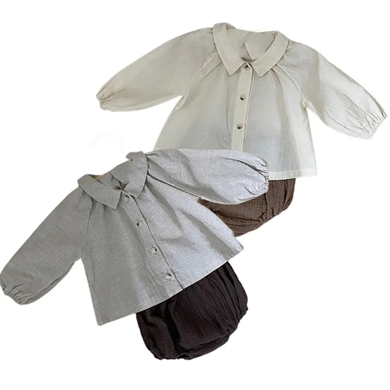 今のボーン服セット春の女の赤ちゃんのシャツ+ショートパンツ綿の服長袖トップス2ピース幼児ガールズスーツ210417