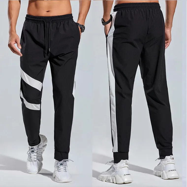 men pants casual loose quick dry long pant splicing running gym jogger sports yoga slim sweatpants jogging trouser_voghion.com