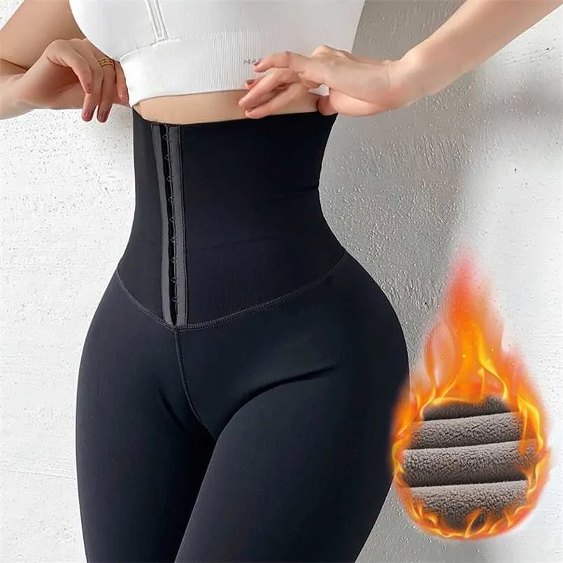 Feste Hohe Taille Leggings Frauen Breasted Sport Gym Mädchen Warme Leggins Mujer Jogging Workout Lässige Push-Up Legging Fitness 211008