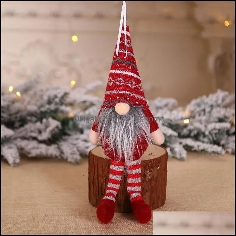 Handmade Santa Tomte Gnome Christmas Tree Pendants Hanging Ornaments New Year Xmas Home Party Decoration JK2009XB