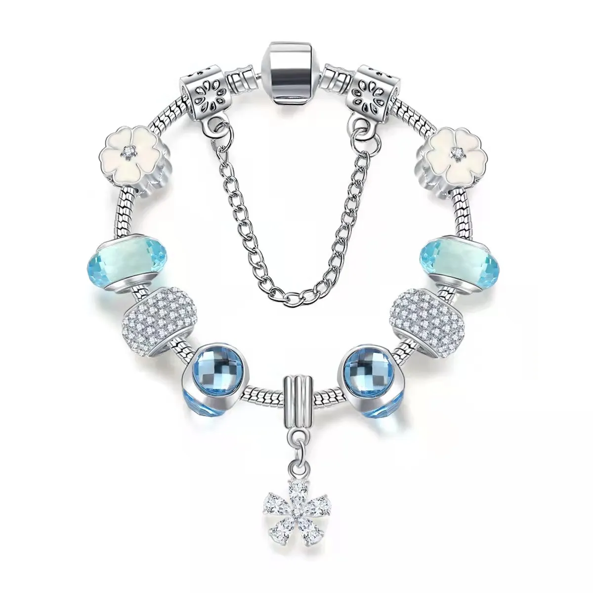 Bracciale cuore cristalli con perle | Marlù Gioielli