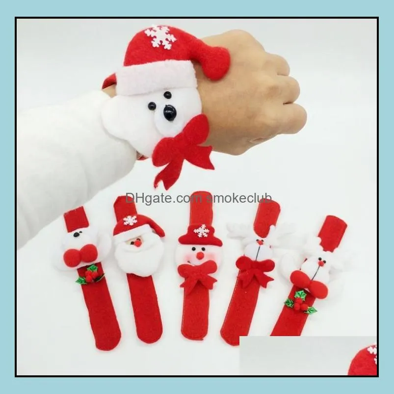Santa Claus Snowman Toys slap pat circle Bracelet Wristband Christmas Cloth Decoration Ornaments for Christmas gift Xmas Hot Selling