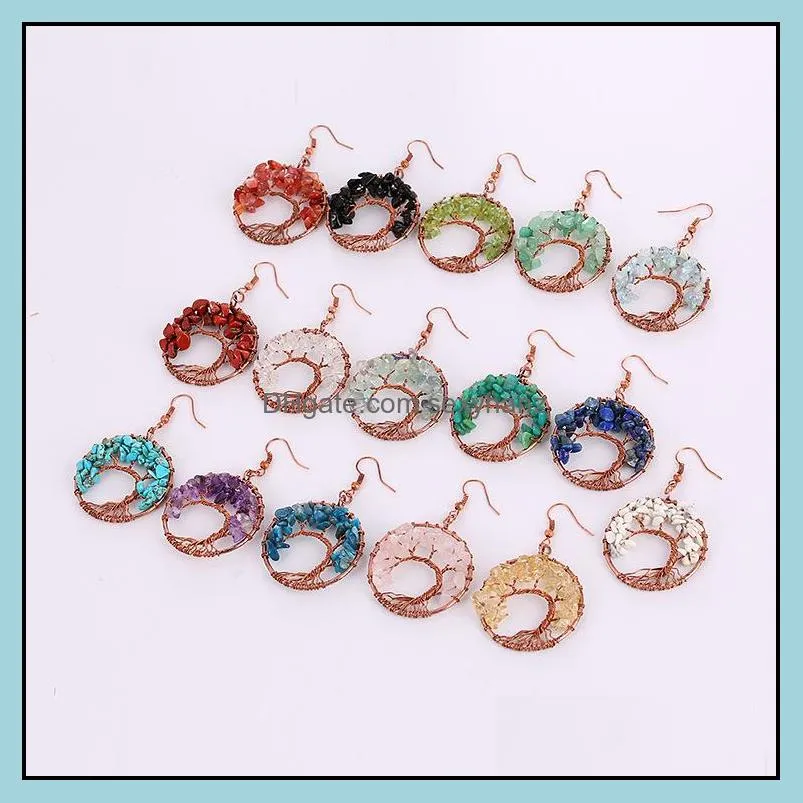 New handmad earring curved stone earrings colorful natural crystal Wishing Tree roots earring wholesale