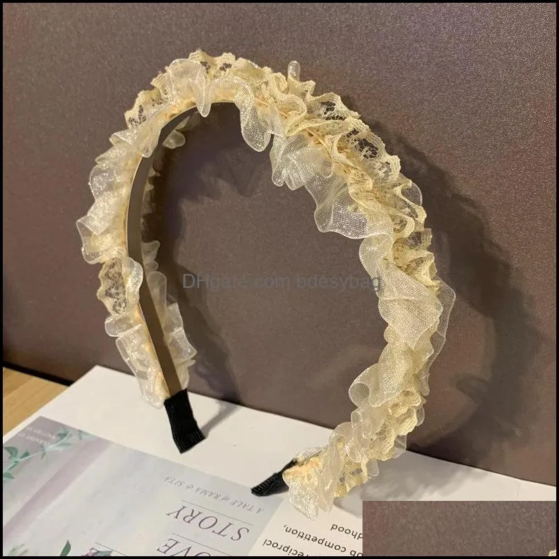 Other Korean Version Of The Fabric Lace Hair Hoop Mesh Multi-layer Metal Headband Hairpin Fine Edge Exaggerated Accessories