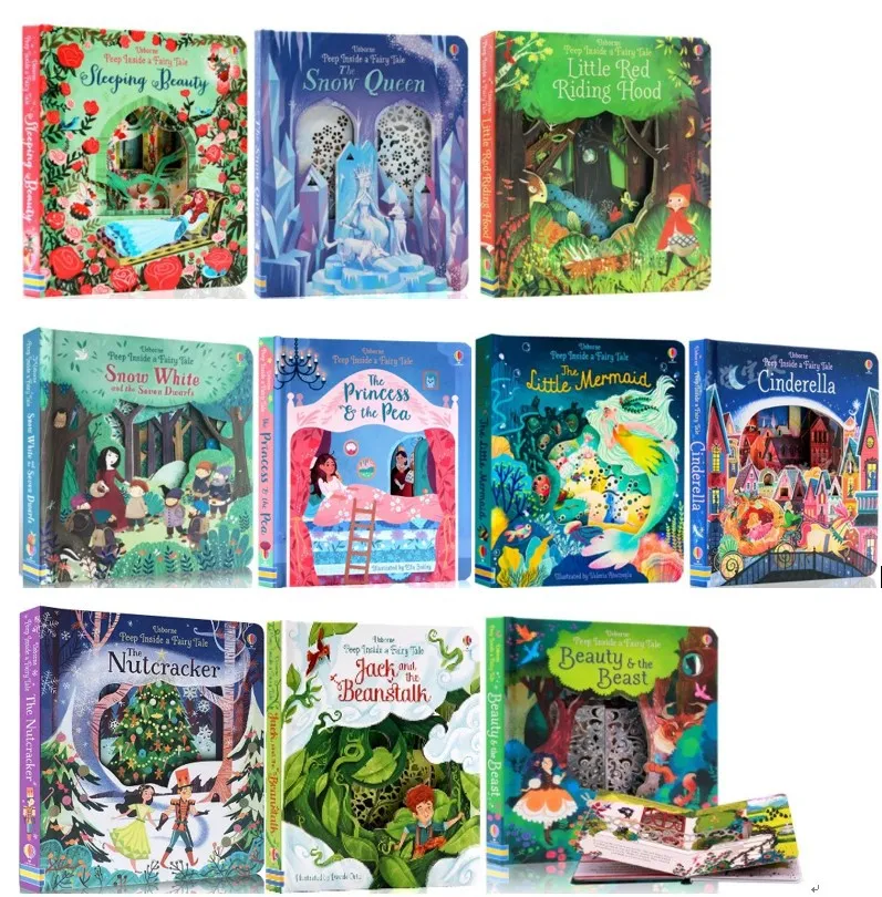 Usborne Peep à l'intérieur 10pc / Ensemble Éducatif 3D FLAP Picture Livres bébé enfants Lire le carton livre en anglais
