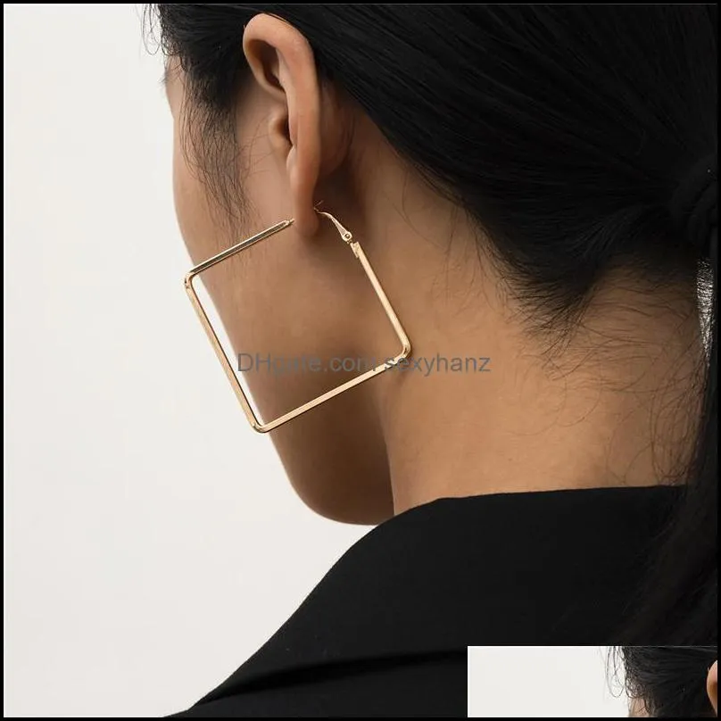 European Geometric Rhombus Stud Earrings Retro Simple Irregular Large Gold Earring For Women Business Gift Ear Dangle Jewelry